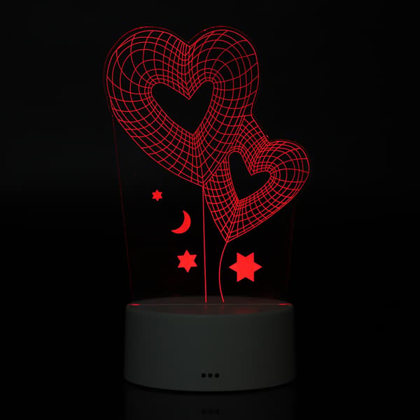 4.5V USB 3D Illusion Visuel Romantisk Natlampe 7 Farver Touch Bordlampe (Hvid Base)