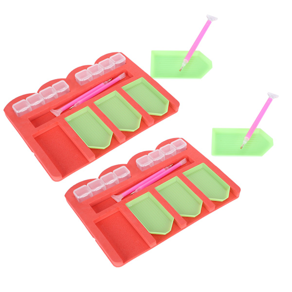 2 sæt diamantmalingstilbehør MultiBatch Bakke Organizer Holder Beholder Pen Værktøjssæt