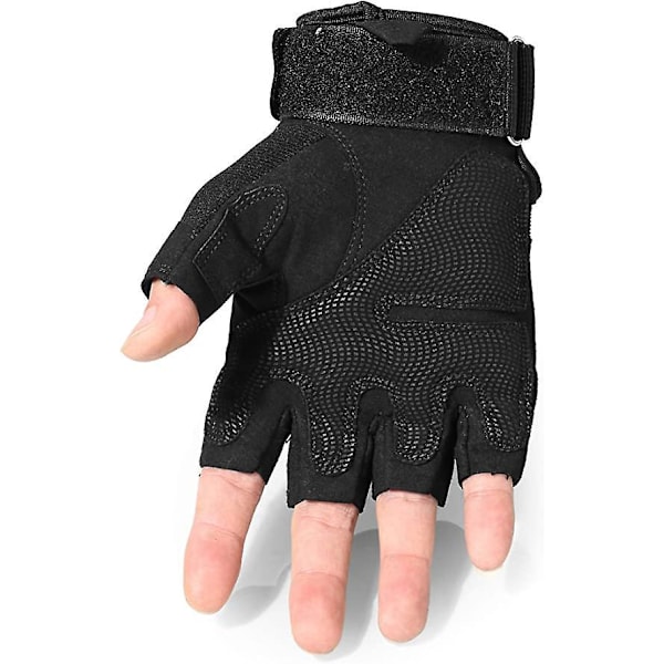 Taktiske Fingerløse Hansker for Motorsykkel Sykling Klatring Hiking Skyting XL Svart