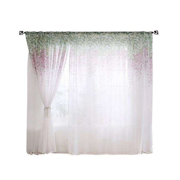 Polyester vinduesgardinkapper Voile soveværelse Stueindretning (lilla)