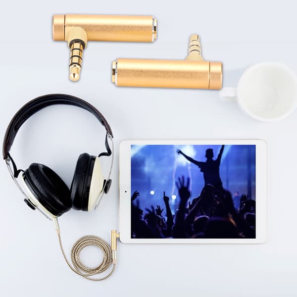2 stk. 3,5 mm hann til hunn lydadapter Rettvinklet stereohodetelefonkabel Jack Plugg Gull