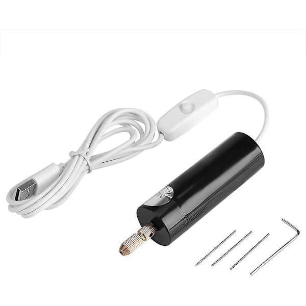 Mini Portabel USB Elektrisk Borrmaskin DC 5V Borrar med 3st Borr för 0.7-1.2mm PCB DIY Handborr Kretskortsborr Chuckverktyg