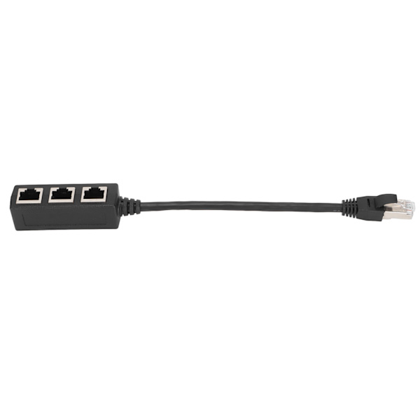 RJ45 Ethernet Adapter Kabel Forlengelsesfunksjon 1 til 3 Port Excellent Connection Splitter Adapter med 1 m kabel for hjemmet