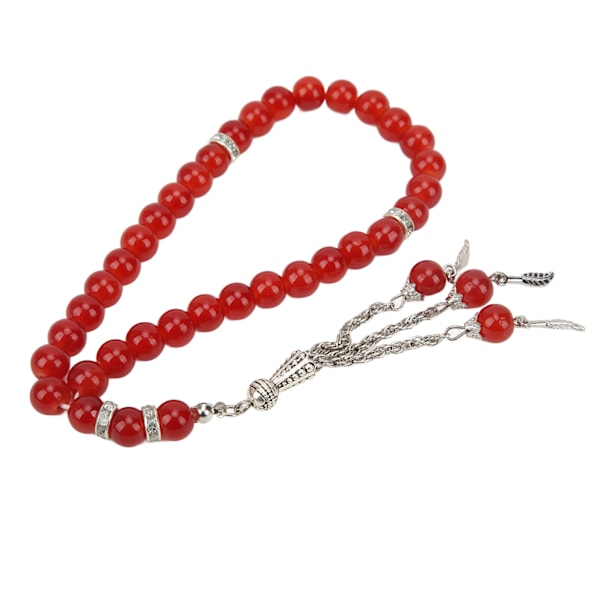 Muslimi rukoushelmet punaiset 33 helmeä kirkas kaunis hieno kiiltävä elegantti Tasbih rukoushelmet palvontaan