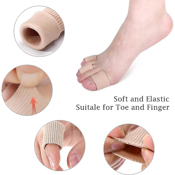 10 Stycken Tåskydd, Tåskyddsrör Mjuk Gel Bandage Skyddsrör för Liktornar, Förhårdnader, Hallux Valgus Behandling, 3 Storlekar