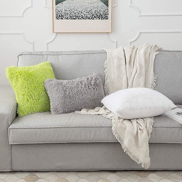 Fluffy Pels Pudebetræk - Blødt og Sødt Firkantet Pudebetræk til Stue Sofa og Soveværelse - 16x16 Tommer/40x40 Cm - Hvid (Pakke med 1)