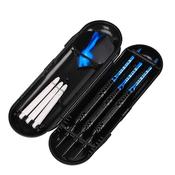3PCS Professionell Dartset med Tungsten, Stålspets+Skaft+Vinge+Kropp & Förvaringsfodral -GSL FF Y ZD blå