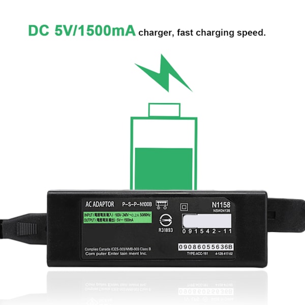 Nätadapter för PSP GO Snabbladdare DC 5V / 1500mA Laddare 50 / 60Hz (US 100-240V)