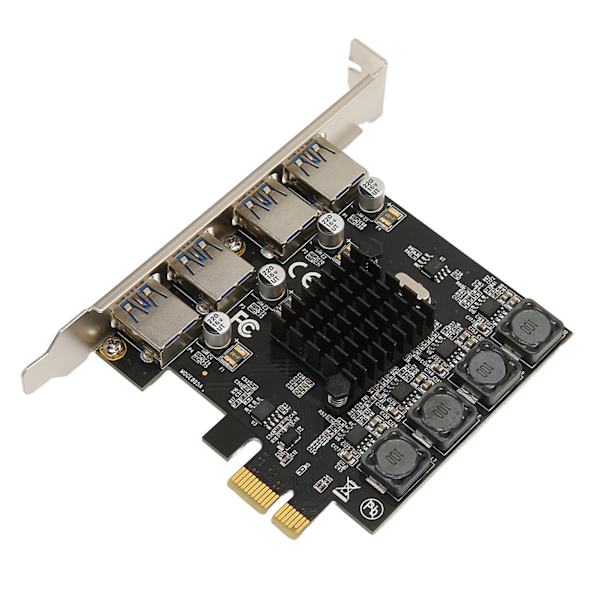 PCIE til USB-udvidelseskort 4 USB 3.0-porte 5 Gbps højhastigheds selvforsynende USB3.0-hub-controller til Win til Linux