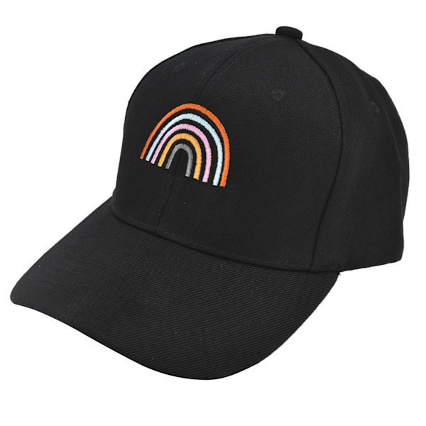 Broderad förälder-barn hatt barn justerbar basebollkeps för utomhusresor svart (barn)