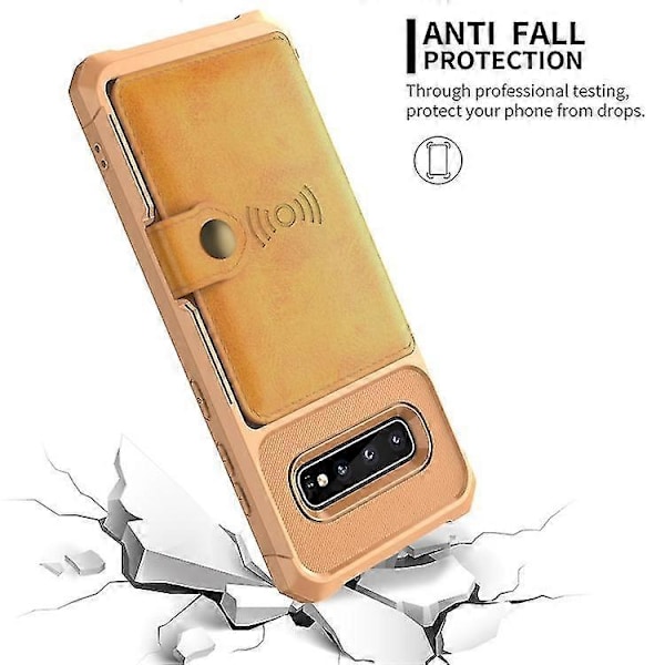 För Samsung Galaxy S10+ Magnetisk Plånbok Kortfack Läder Telefonfodral Zekai Brun