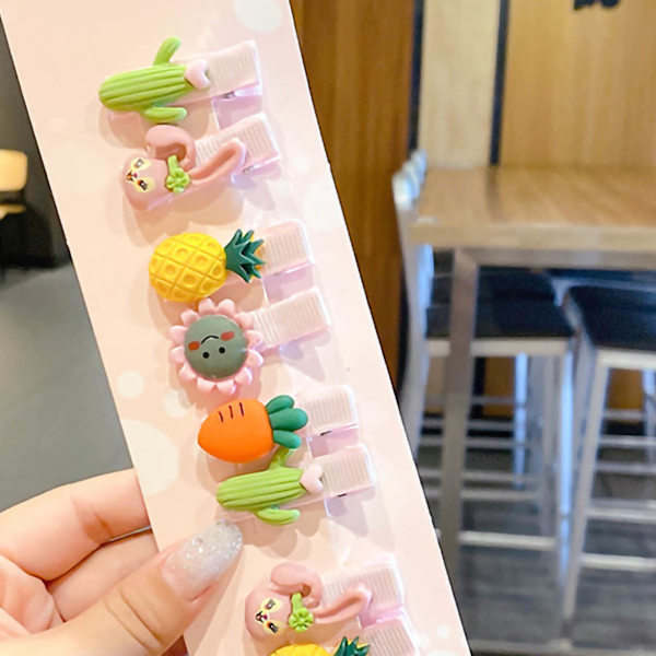 10 st tecknade hårklämmor set tecknade söta utsökta mix färgglada stift hår accessoarer för flickor baby typ 1