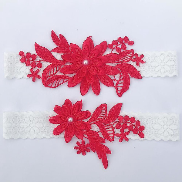 Brudslöja med spets och pärlor, handsydd daisy-design, 2 delar