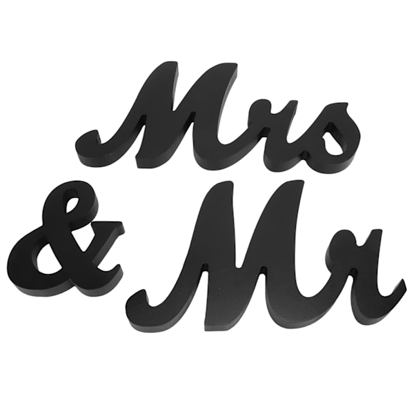 Brevdekorasjon i tre, Mr and Mrs-skilt, unikt design, dekorative ornamenter i tetthetsplate