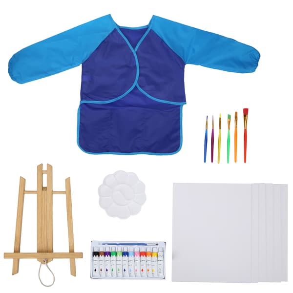 DIY Akrylfärgset Barn Pedagogiska Penslar Målarrock Barn Konst Målarset Blå