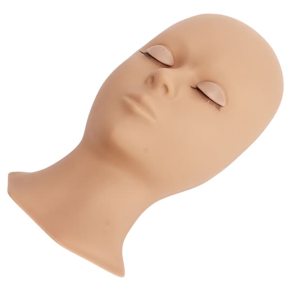 Vipper Mannequin Hode Myk Silikon Erstattede Øyelokk Mannequin Hode for Vippeextensions Praksis Lys Brun
