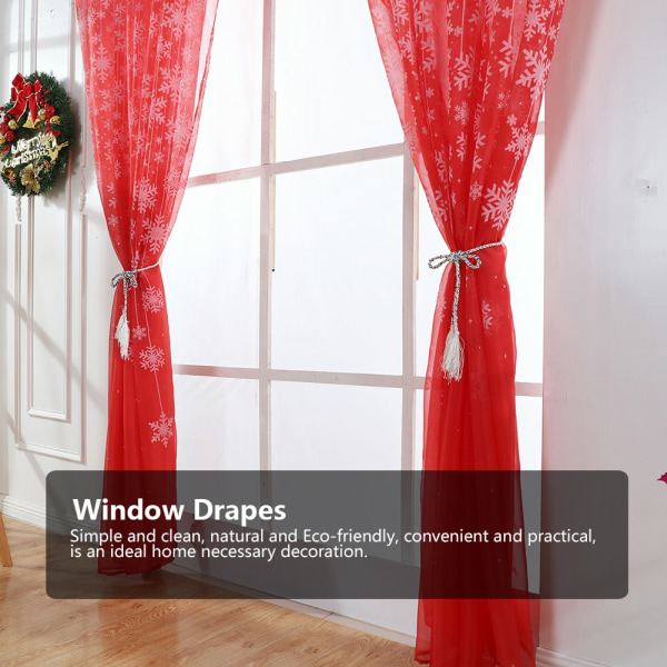 Snöflingamönster Transparent printed fönstergardin Voile skira paneler för sovrum VardagsrumRöd