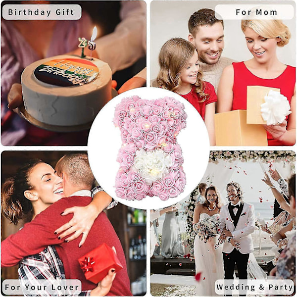 Nallebjörn av Rosor, Alla Hjärtans Dag Presenter Till Honom/Henne, Lila Nallebjörn Rosblomma För Årsdag, Födelsedagspresent Med Klar Presentförpackning