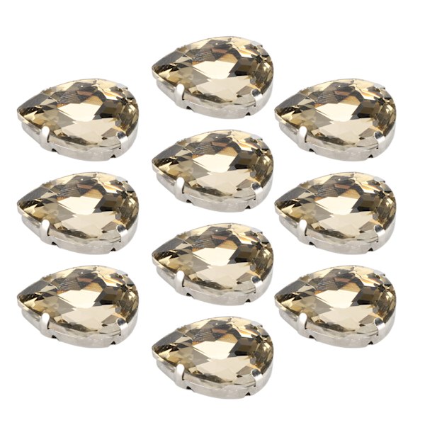 10 stk sy på rhinestones krystaller skinnende knapper dekorasjon for DIY håndverk klær sko vesker (0,71 x 0,75 tommer lysebrun dråpeformet)