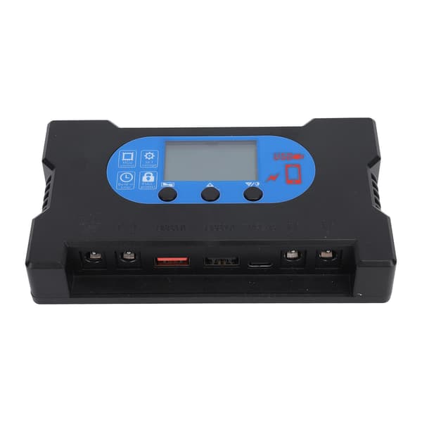 Solladdare HD-skärm Dubbla USB Typ C DC Snabbladdning Multiskydd Solpanelsregulator 30A