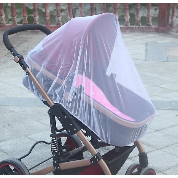 Vagn Myggnät - Hållbart Myggnät för Babyvagnar, Vaggor, Minispjälsängar (Vit)