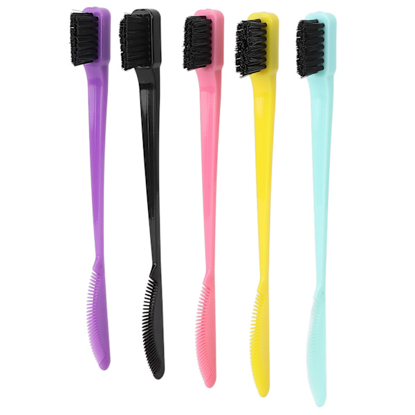 5 stk Dual Edge Brush Comb 2 I 1 Edge Dobbeltsidet Kontrol Hår Hårlinje Øjenbryn Børste Kam Makeup Værktøj