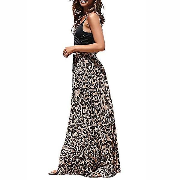 Leopard Print Bohemian Maxi Kjole til Kvinder XL Leopard Print