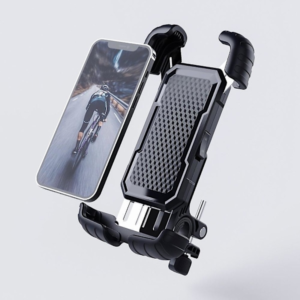 Upgrade Bike Phone Holder - Never Fall Off, Rotatable Motorcycle Phone Mount Cradle Clamp for ATV, Scooter, Bicycle - Compatible with iPhone 14 Pro