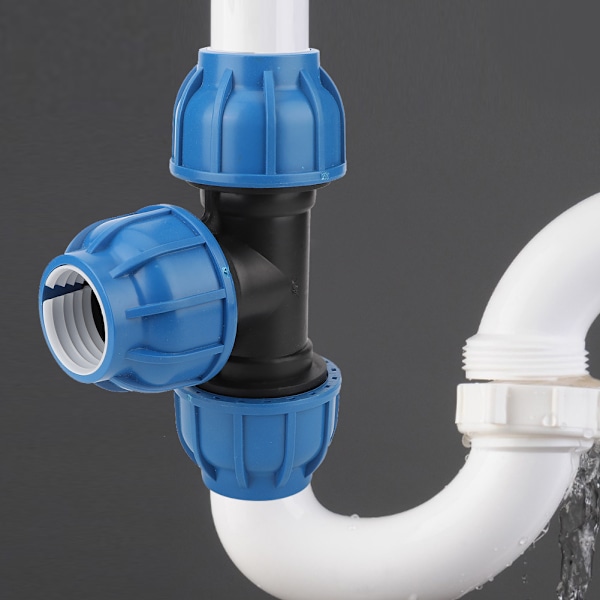 PE-plast vattenrör rörkopplingar tillbehör 50mm T-koppling för röranslutning