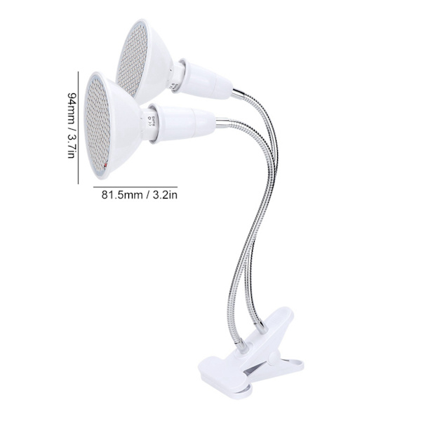 24W E27 Dubbelhuvud 400 LED Växtväxtljus med Skrivbordsklämma Hållare för Växtväxt 85‑265V