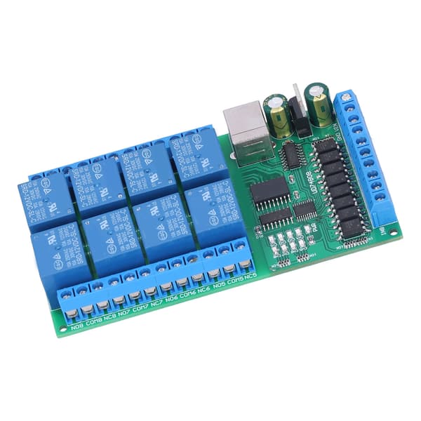 Reläsköldsmodul 8 kanaler Multifunktionell USB-reläkort med AT-kommandon