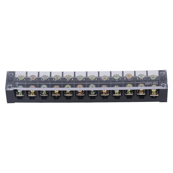 Kopplingslist Dubbla rader Högströmsskruvplint med cover för power 60A 600V 12 positioner (6012)