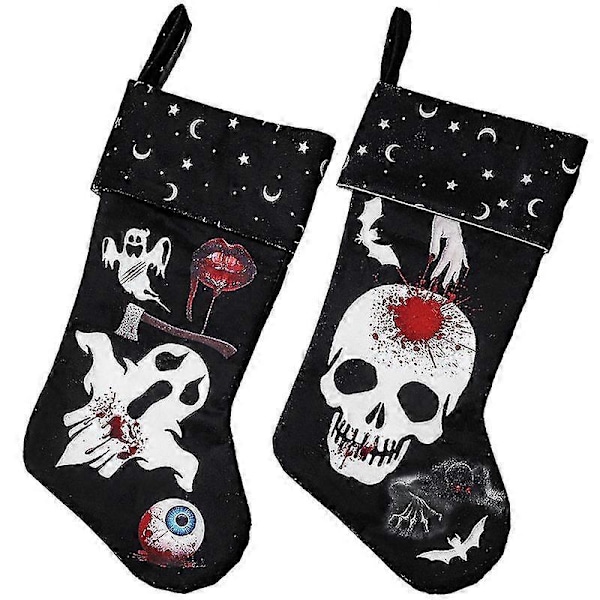 Halloween Strumpa Hängande Dekoration Strumpa Dödskalle Hänge Hängande Socka Halloween Ornament Strumpa För (2st)