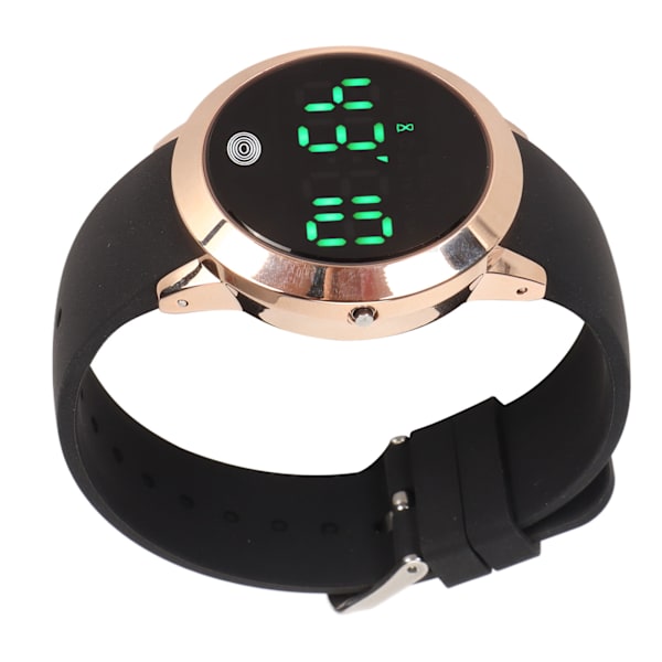 Digitaalinen vedenpitävä watch Monitoiminen tyylikäs värillinen kosketusnäyttö Ajastin 12 24 tuntia watch Gold Shell musta vyö pieni