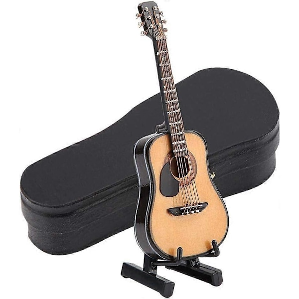 Mini Gitar Modell Ornamenter Håndverk Tre Gaver Leker Hjemmeinnredning Med Oppbevaringsboks Håndlaget (10CM)