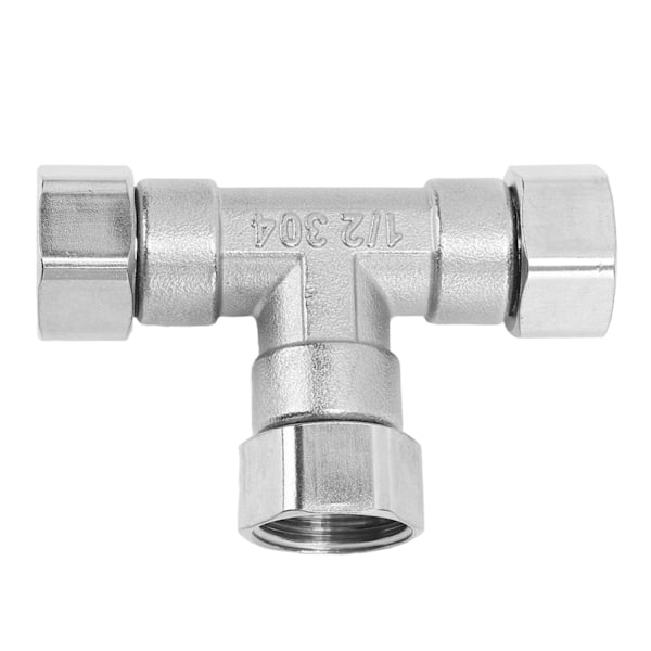 Rørfitting 3-vejs T-stykke 304 rustfrit stål slangeforbindelse rørledning adapter G1/2 til vandluft hun gevind