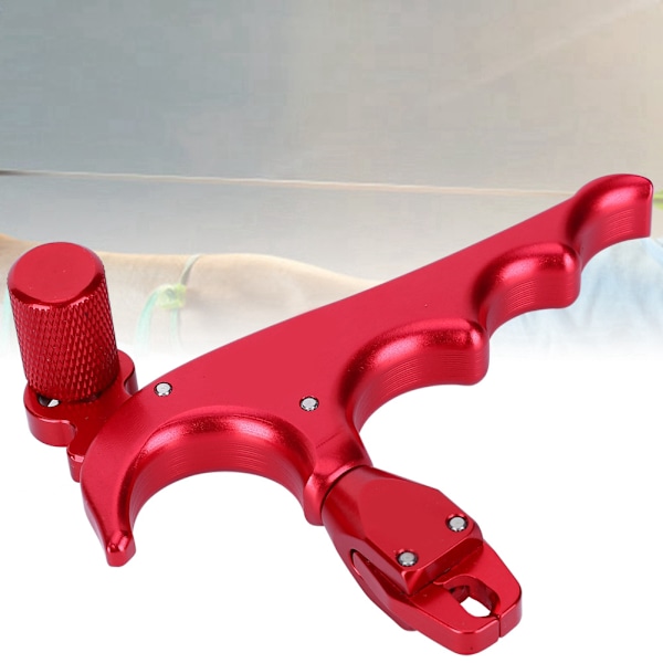Metal 4-Finger Bow Release Caliper Thumb Trigger Grip Hunting Shooting AccessoriesRed