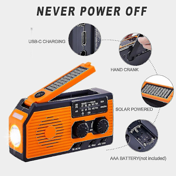 Opptrekkbar Solcelle Radio Digital Håndsveiv Radio 5000mah Batteri Radio Bærbar Overlevelse Nødradio Am/fm Opptrekkbar Radio DGZD