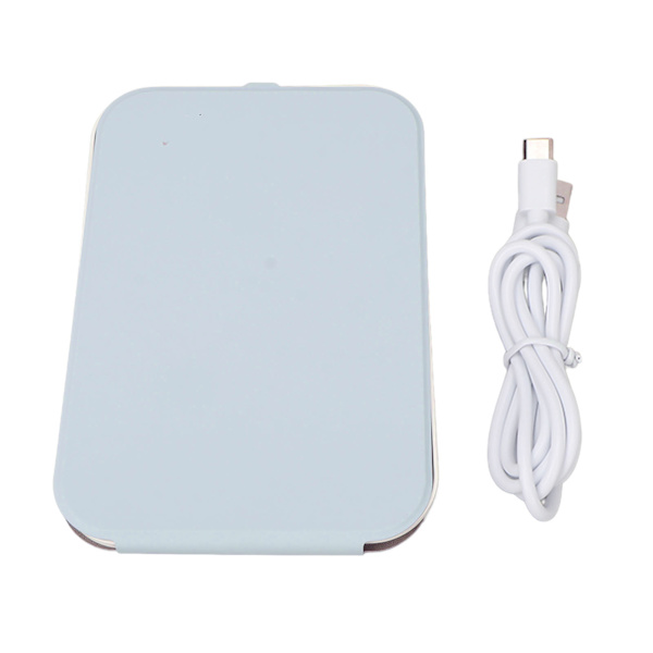LED Makeup Spejl 3 Lysfarver Justerbar Lysstyrke Touch Switch Spejl til Hjem Rejse Brug Blå