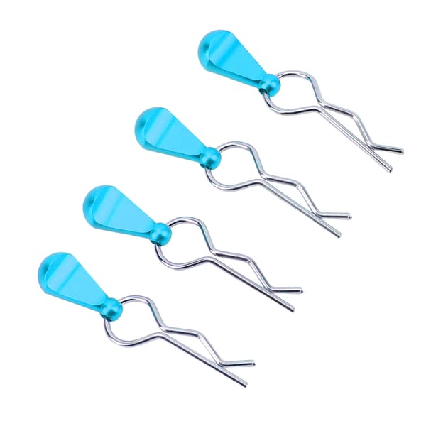 4 stk. RC Karosseri Klips Stift Rustfrit Stål R-Form Universal til 1/8 1/10 Fjernstyret Bil Blå