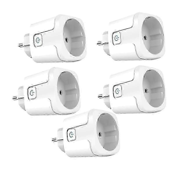 1-5 stk 20A Tuya WiFi EU Smartstik 220V Strømmåler Trådløs Stikkontakt til Alexa
