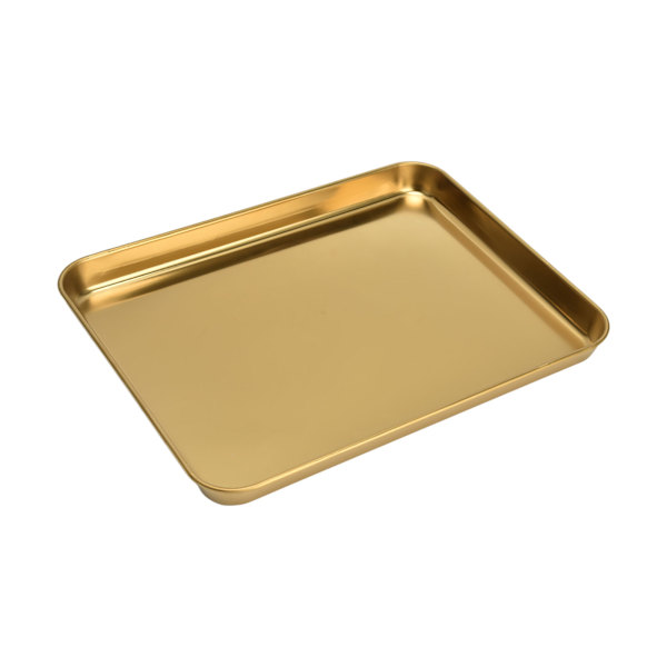 Rustfritt stål rektangulært brett flat bunn plate restaurant hjem Golden flat bunn brett