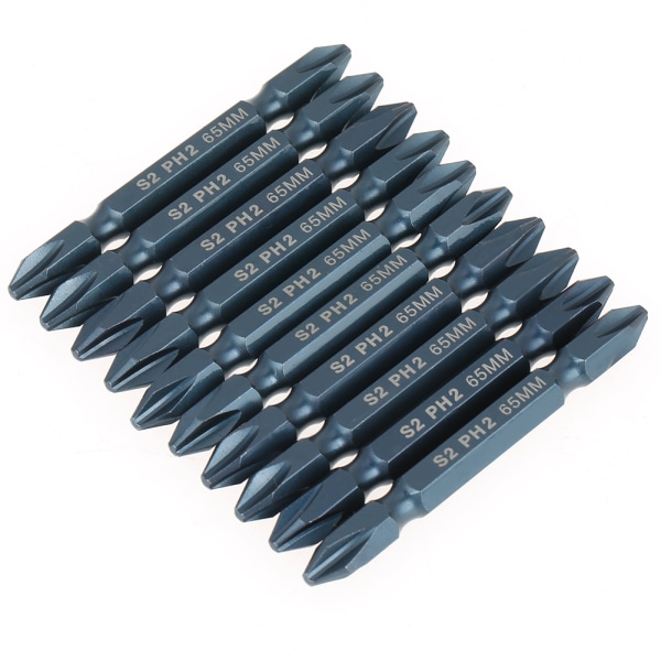 65 mm kaksoispää S2 seosteräs ruuvimeisselin set (10 kpl) - 1/4" varsi, H6.3*65, PH2