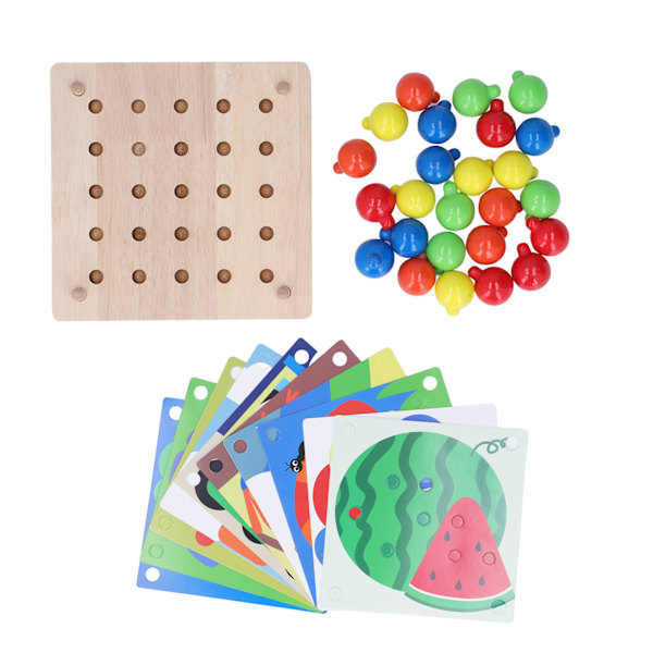 Färgglad knappkonst leksak färgmatchning mosaik pegboard pedagogisk svamp spik pussel