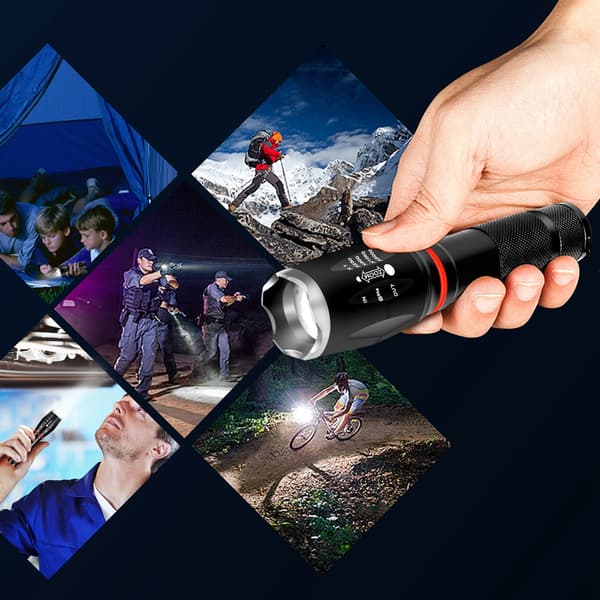 LED COB -taskulamppu 500 lm erittäin kirkas tehokas zoomattava taskulamppu