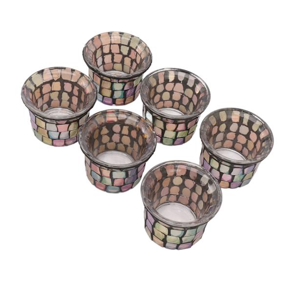 6 st mosaik värmeljushållare massivt glas ljusstake blomkruka för bröllop Meditation Brun