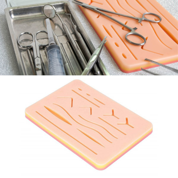 Suture Practice Pad 3 lager mat silikon av livsmedelskvalitet luktfri hög simuleringsträningshudmodell för studenter lärare