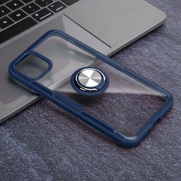 Transparent stöttålig telefonfodral med magnetisk hållare ringfodral för IOS 11Pro MaxMörkblå för IOS 11Pro Max（6,5 tum）