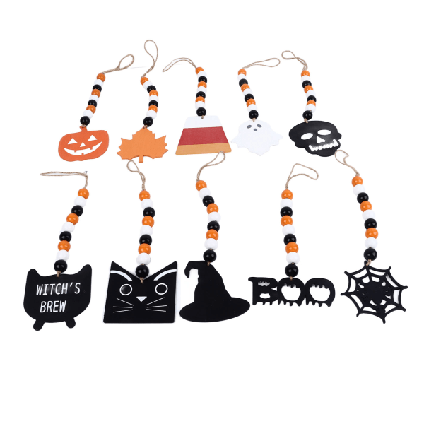 10 st Halloween hängande prydnadsföremål Färgglada pärlor Diverse stilar Trä Halloween hängsmycke för dekorationsfest