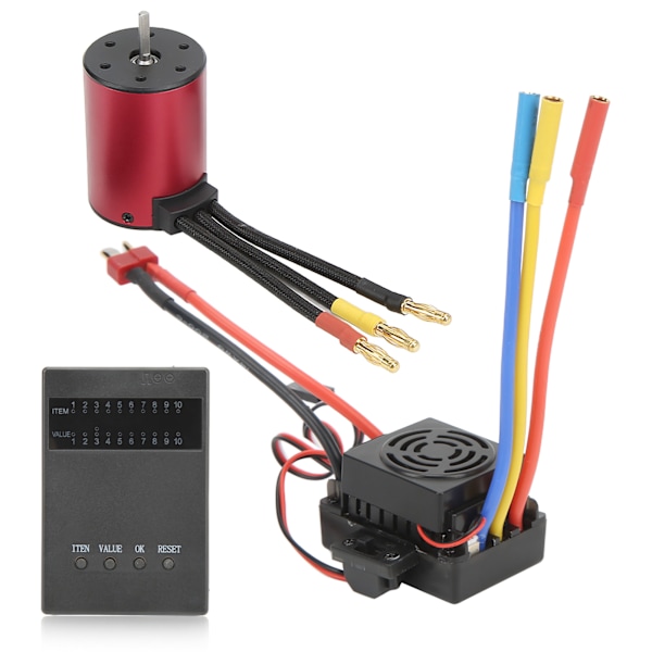 RC vedenpitävä harjaton 60A ESC S3650 3900KV harjaton moottoripaketti ohjelmointikortilla 4mm T-liitin 1/8 1/10 RC-autoon